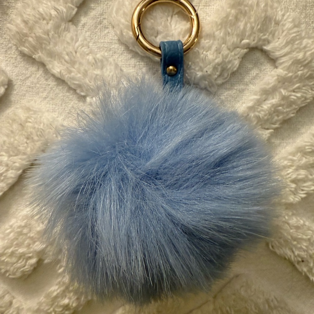 Blue Faux Fur Pom Pom Keychain/Bag Charm NWOT